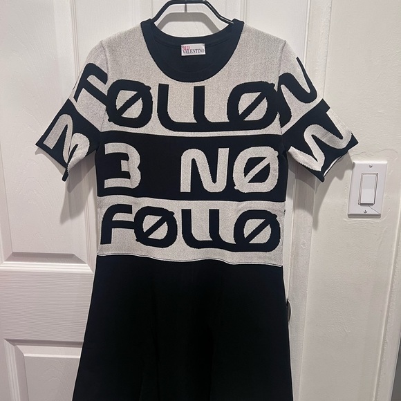 RED Valentino Black and White Graphic Tee Dress